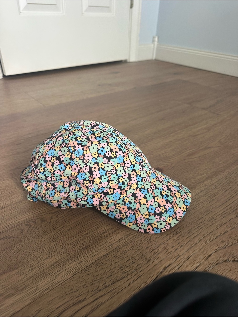 wild fable Black Baseball Hat with Pastel Floral Trim